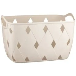 Diamond Embossed Cream Storage Basket - Large