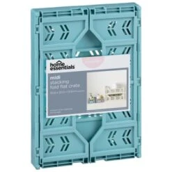 Midi Stacking Fold Flat Crate 30.6 X 20.5 X 12.6cm - Teal -Home Discount Store 384975 home essentials midi stacking fold flat crate soft teal