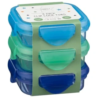 Simply Kids Clip Lock Tubs 3pk - Blue & Green 3 Simply Kids Clip Lock Tubs 3pk - Blue & Green