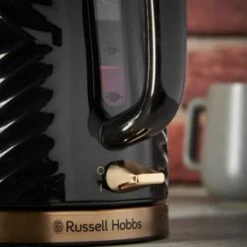 Russell Hobbs Groove Kettle 1.7L - Black & Gold -Home Discount Store 386647 russell hobbs groove black and gold kettle 3