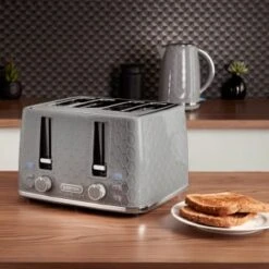 Goodmans Textured 4 Slice Toaster - Grey 8 Goodmans Textured 4 Slice Toaster - Grey -Home Discount Store 386707 goodmans textured 4 slice toaster grey