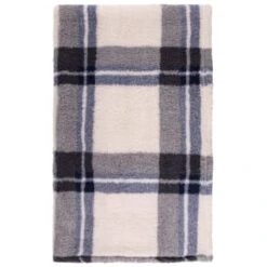 Simply Everyday Check Sherpa Throw - Navy -Home Discount Store 388694 navy check sherpa throw 2