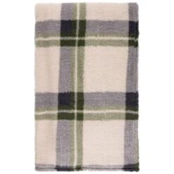 Simply Everyday Check Sherpa Throw - Green -Home Discount Store 388700 green check sherpa throw 2