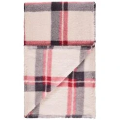 Simply Everyday Check Sherpa Throw - Red -Home Discount Store 388703 red check sherpa throw 3
