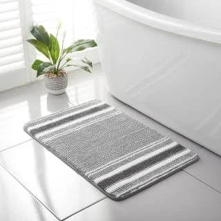 Stripe Memory Foam Bath Mat 50 X 80cm - Grey 3 Stripe Memory Foam Bath Mat 50 X 80cm - Grey
