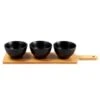 B&M Wooden Serve Board With Black Dip Bowls -Home Discount Store 390356 set of 3 black dip bowls