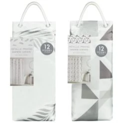 B&M Metallic Printed Shower Curtain - Silver Leaves 7 B&M Metallic Printed Shower Curtain - Silver Leaves -Home Discount Store 390584 printed shower curtain group