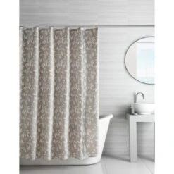 Grey Geo Printed Shower Curtain -Home Discount Store 390588 printed shower curtain grey floral
