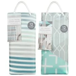 Blue Stripe Printed Shower Curtain -Home Discount Store 390591 printed shower curtain blue group