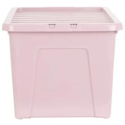 B&M Storage Box With Lid 60L - Dusty Pink -Home Discount Store 391389 dusty pink 60l storage box 2