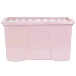 B&M Storage Box With Lid 60L - Dusty Pink -Home Discount Store 391389 dusty pink 60l storage box