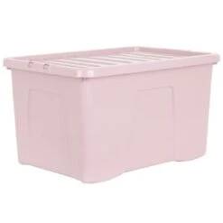 B&M Storage Box With Lid 60L - Dusty Pink