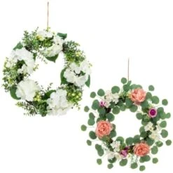 Bloom Spring Flowers Wreath - Pink -Home Discount Store 392822 spring flowers wreath white
