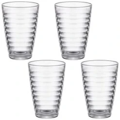 Set Of 4 Ribbed Glasses -Home Discount Store 394386 set of 4 ribbed glasses 340ml group