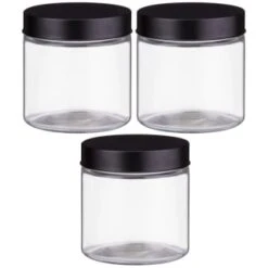 Set Of 3 Jars With Black Lids -Home Discount Store 394387 set 3 jars with black lids 2
