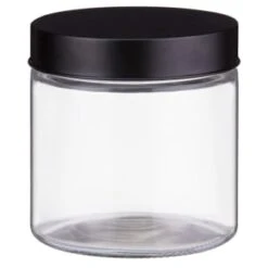 Set Of 3 Jars With Black Lids -Home Discount Store 394387 set 3 jars with black lids 3