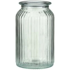 B&M Large Ribbed Glass Jar With Wooden Lid -Home Discount Store 394426 ribbed glass jar with wooden lid large 3