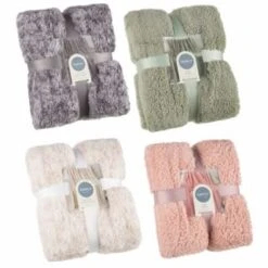 B&M Simply Two Tone Teddy Throw - Blush -Home Discount Store 394924 394926 394927 394928 simply plain teddy throw group 2