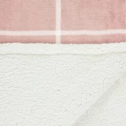 Winston Blush Sherpa Check Throw -Home Discount Store 394980 winston check throw blush 2