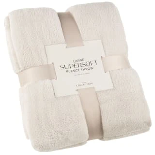 Large Cream Fleece Throw 3 Large Cream Fleece Throw