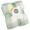 Simply Sage & Gingham Polar Fleece Throw 2pk -Home Discount Store 395026 simply super soft throws 2pk sage gingham