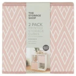 Lokken Printed Storage Cubes 2pk - Pink Diamond -Home Discount Store 395838 2pk printed lokken storage cubes pink diamond 2