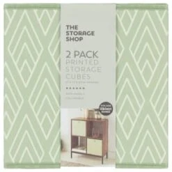 Lokken Printed Storage Cubes 2pk - Sage Diamond -Home Discount Store 395843 2pk printed lokken storage cubes sage diamond 2