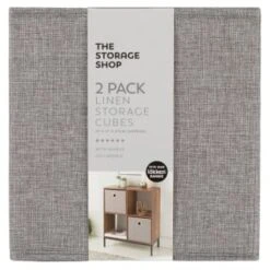 Lokken Linen Storage Cubes 2pk - Grey -Home Discount Store 395851 2pk linen lokken storage cubes grey 2
