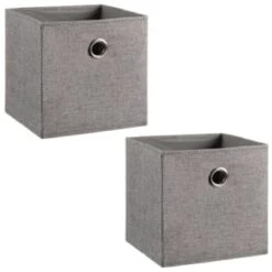 Lokken Linen Storage Cubes 2pk - Grey -Home Discount Store 395851 2pk linen lokken storage cubes grey 3