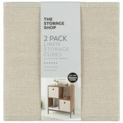 Lokken Linen Storage Cubes 2pk - Natural -Home Discount Store 395852 2pk linen lokken storage cubes natural 2