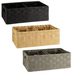 B&M Caen Set Of 3 Paper Rope Baskets - Black -Home Discount Store 395883 395868 395869 caen set of 3 paper rope baskets group