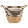 B&M Stripe Top Basket With Handle - Mono 2 B&M Stripe Top Basket With Handle - Mono -Home Discount Store 395893 stripe top basket with handle mono