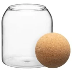 B&M Small Glass Jar With Cork Lid -Home Discount Store 396483 small glass jar with cork lid 2